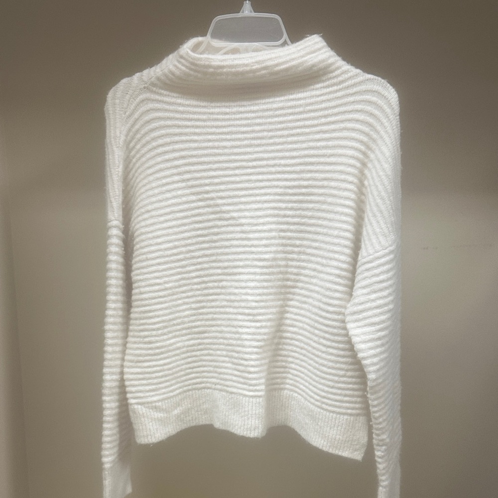 Madewell Cream Striped Cowl Neck Sweater